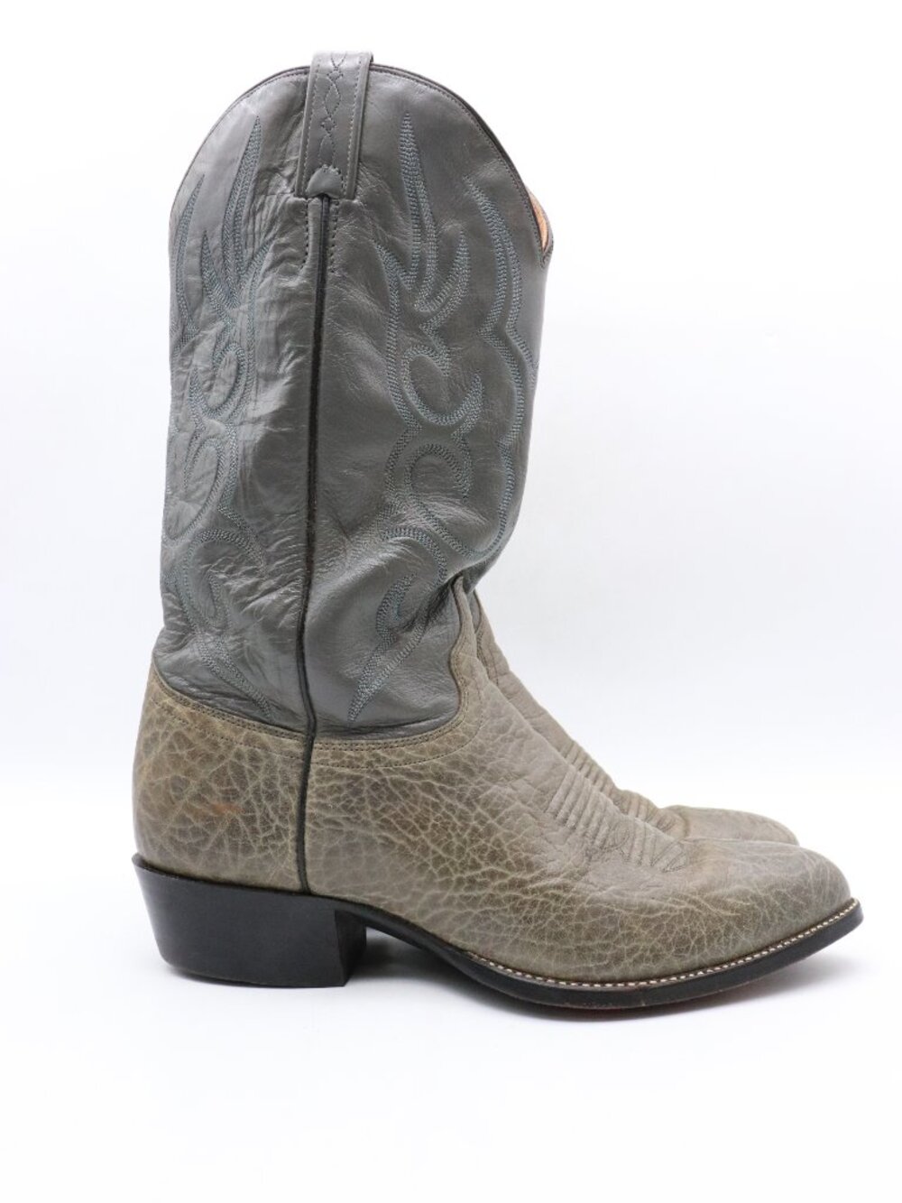 JB Dillon Men's Size 11 D Pull On Gray Leather Western Cowboy Boots